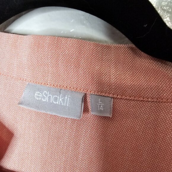 EShakti L Pink Midi Dress Ruffle Tie Sleeve Button Cottage Coquette Feminine - Picture 5 of 6